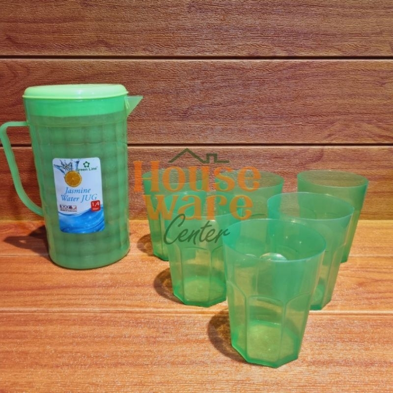 Eskan Jasmine Set 6 Gelas 1,4 Liter / Teko Set Gelas / Eskan Plastik Murah / Teko Set Warna / Eskan Warna Set Gelas / Teko Set 6 Gelas