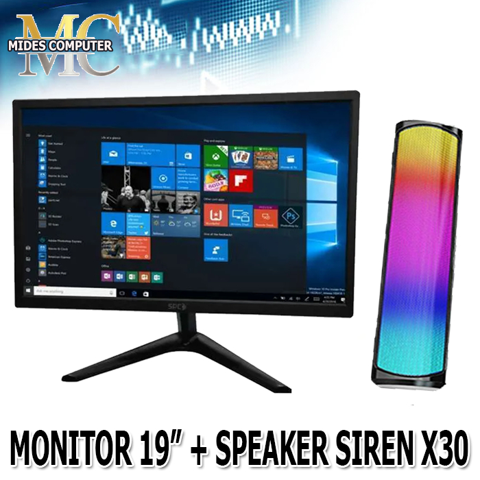 Monitor pc led 19 inch dengan speaker RGB Paket monitor plus speaker