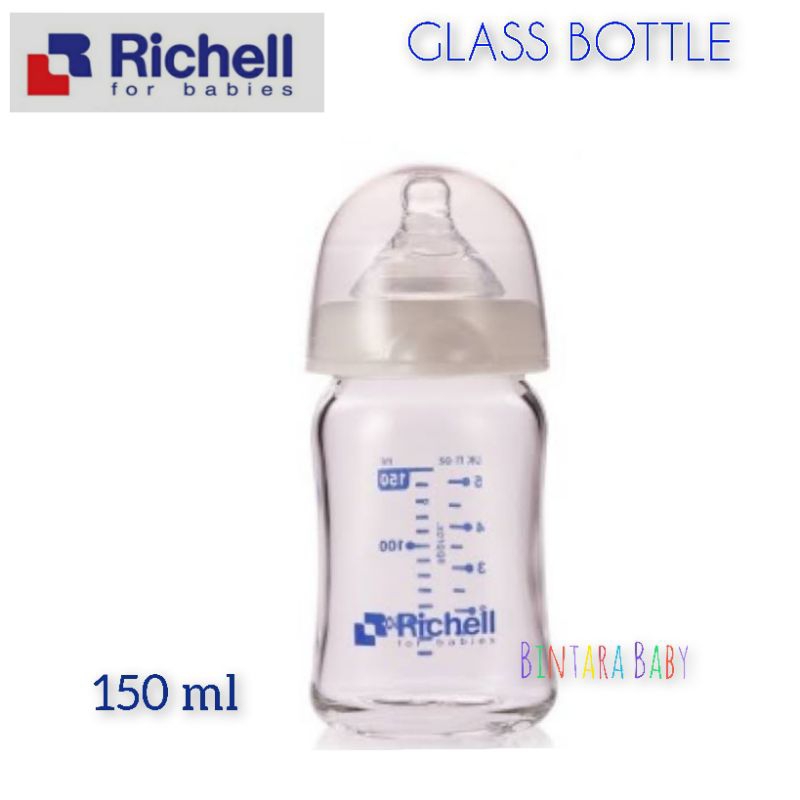 Richell Glass Bottle 150ml / Botol Kaca Richell Newborn Wideneck Bottle 150 ml