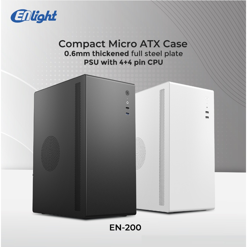 ENLIGHT EN 200 + PSU 300W ( Black / White ) Mid Case Slim mATX USB3.0