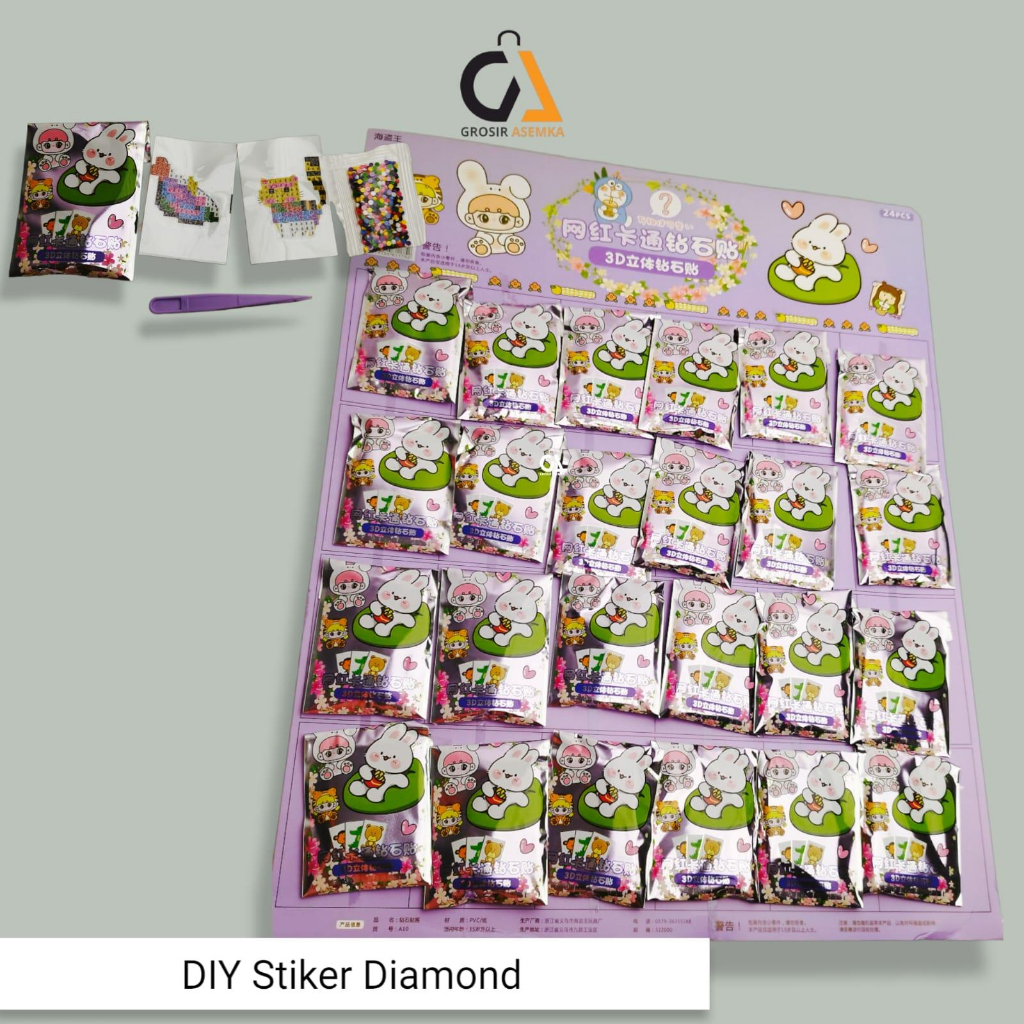 STIKER MANIK GANTUNG DIAMOND PAINTING MOZAIK 24PCS &amp; 20PCS