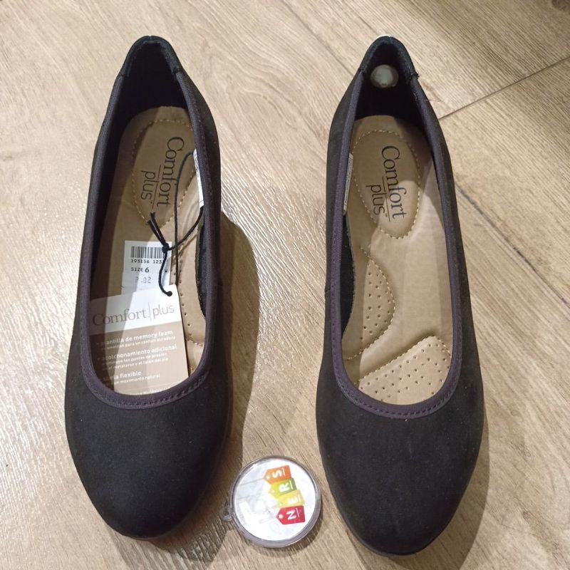 WW DANYA WEDGES BLACK SUEDE 193156 - WEDGES COMFORT PLUS BY PAYLESS