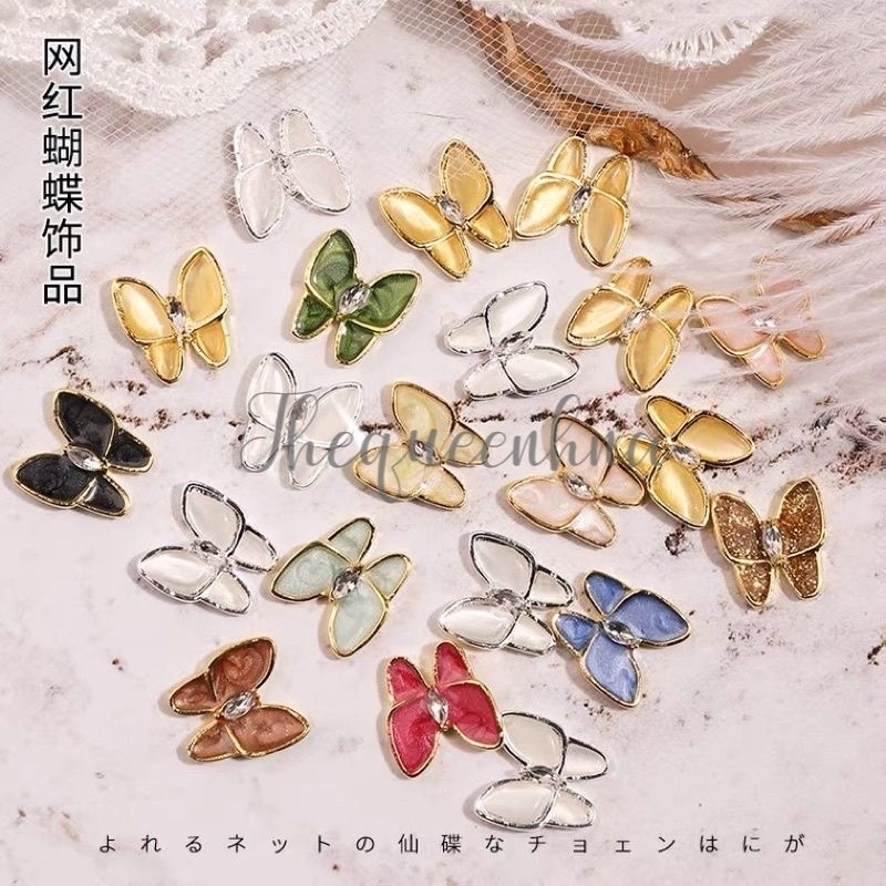 Kupu-Kupu Ornamen Dekorasi Nail Art 3D Bahan Alloy Resin Nail Art Butterfly Decoratiom