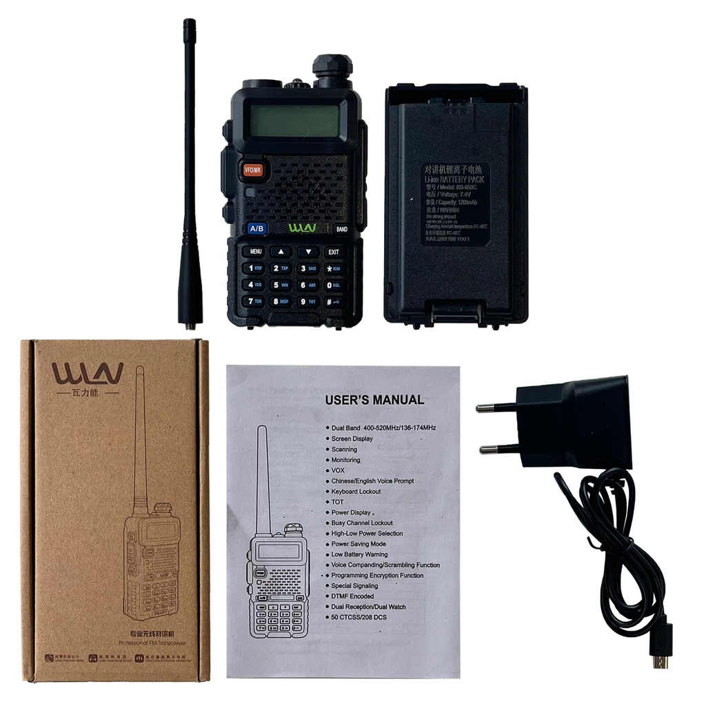 HT WLN KD-UV1 Walkie TalkieMirip BF UV5R Dual Band 5W 128CH UHF+VHF handy talkie