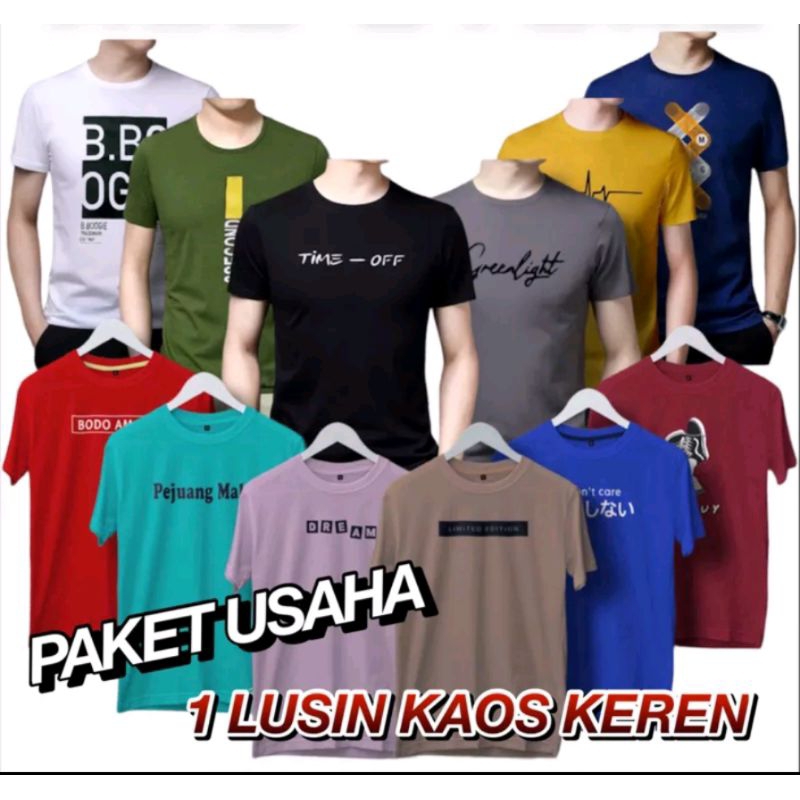 PAKET USAHA 1 LUSIN KAOS DISTRO PAKET THR LEBARAN