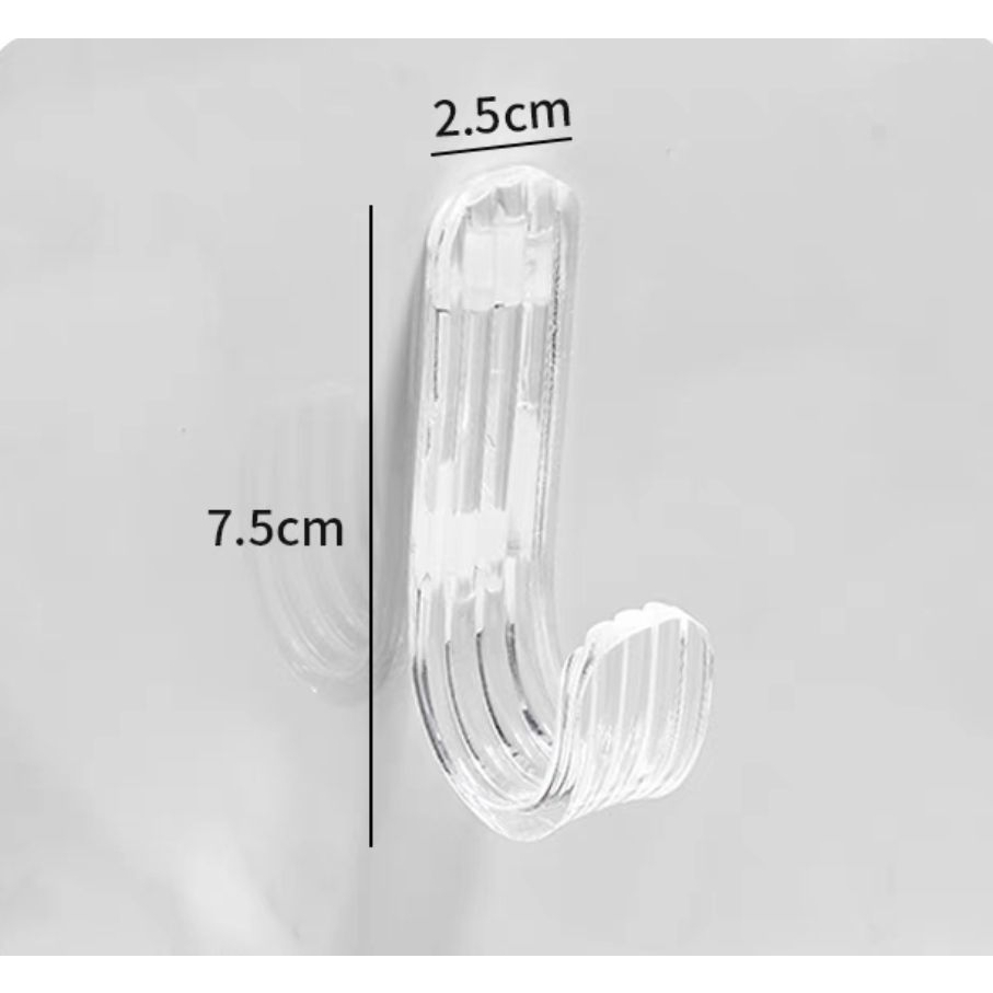 GPO Kait Tempel Dinding J Type Akrilik Kait Serbaguna Gantungan Baju