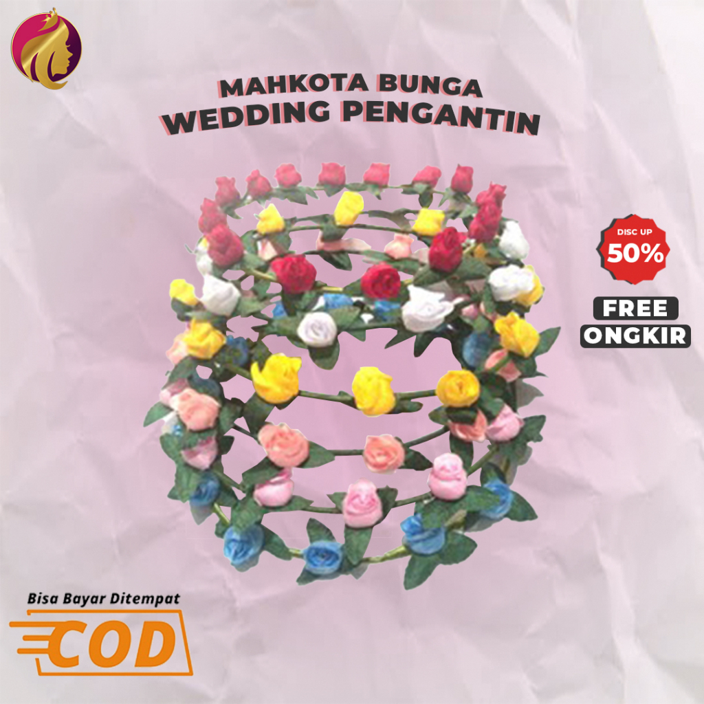 Flower Crown Mahkota Bunga Wedding Pengantin Hijab Murah