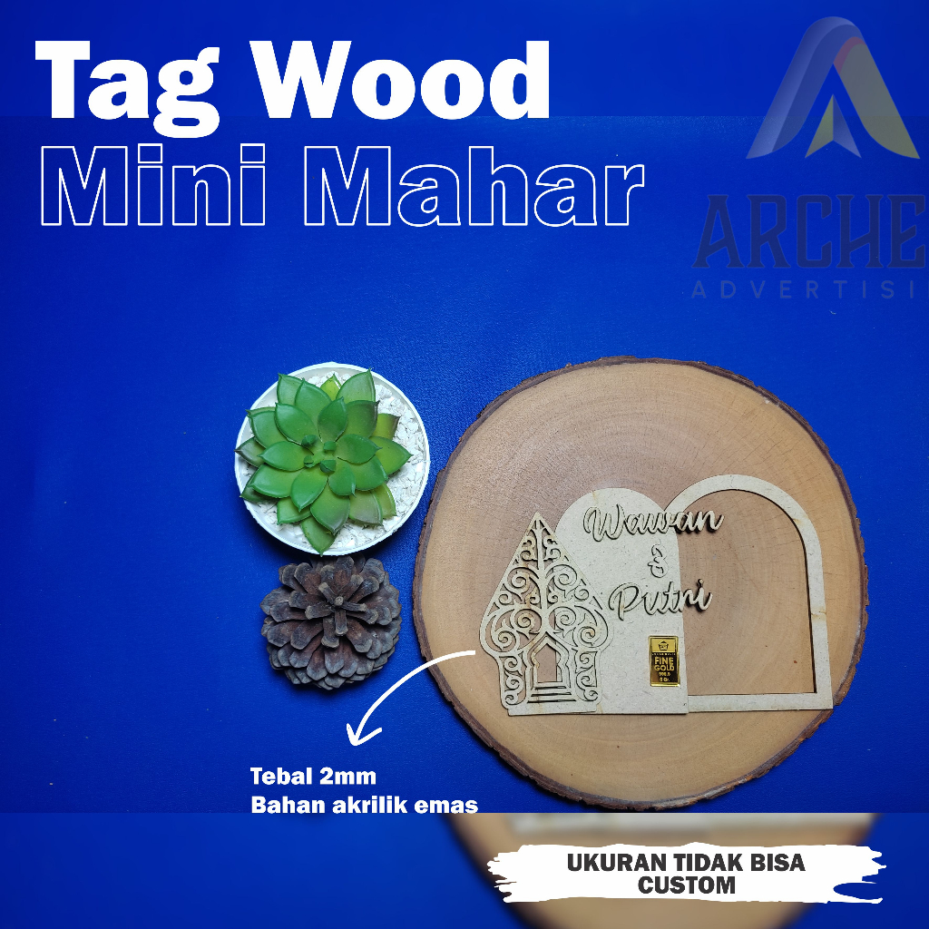TAG WOOD MINI MAHAR SATU PAKET UNTUK HIASAN MAHAR
