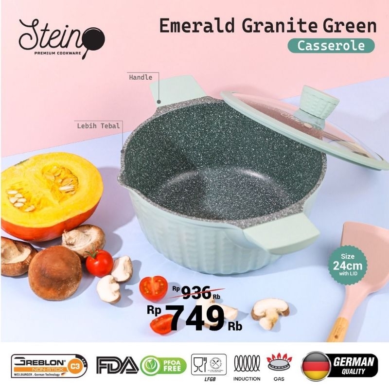 Stein Emerald Casserole 24 cm (Free Spatula Soup) Caserolle 24 Emerald Green Emerald Brown Steincookware