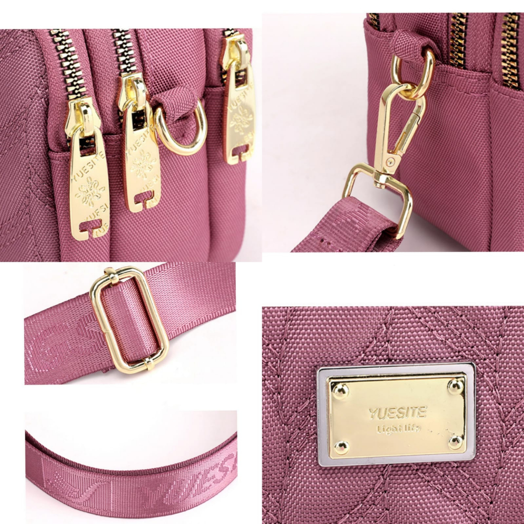 TAS SELEMPANG WANITA PREMIUM IMPORT 3 RESLETING NILON PINK CEWEK MURAH ADENASA TA790P3 KOREA SLING BAG SHOULDER BAHU REMAJA KEKINIAN SIMPLE FASHION BRANDED BATAM