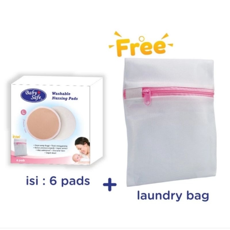 Baby Safe Washable Nursing Pads Isi 6 Pads Ukuran M &amp; L