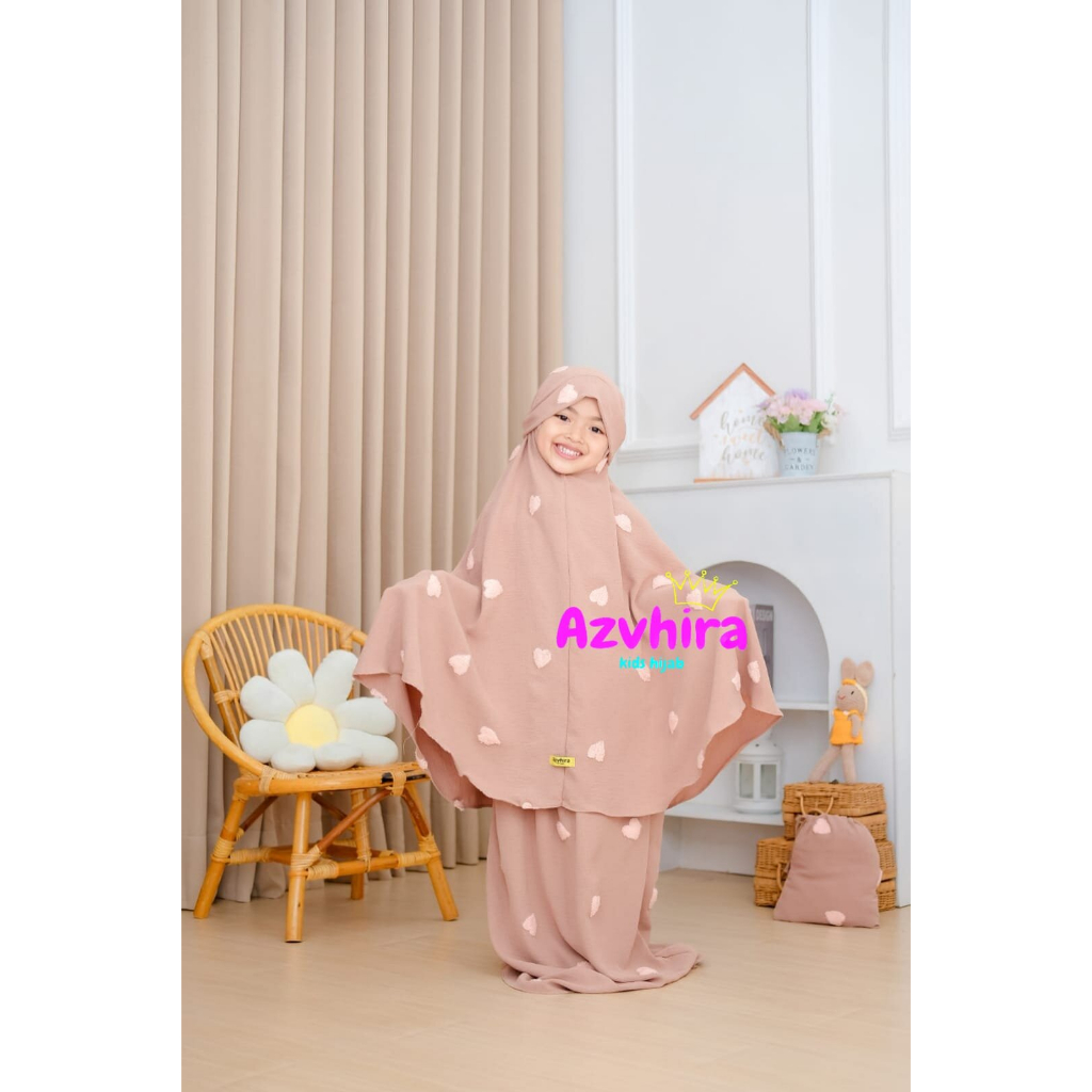 MUKENA CRINKLE LOVE LESTY ORI AZVHIRA / MUKENA ANAK CRINKLE 2-6TAHUN DE.AL HIJAB