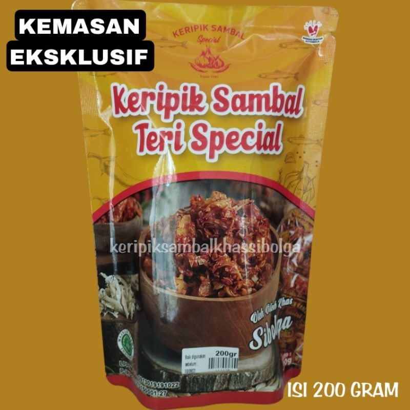 

Kemasan Spesial 200 Gram Keripik Sambal Sibolga Cap Bawang