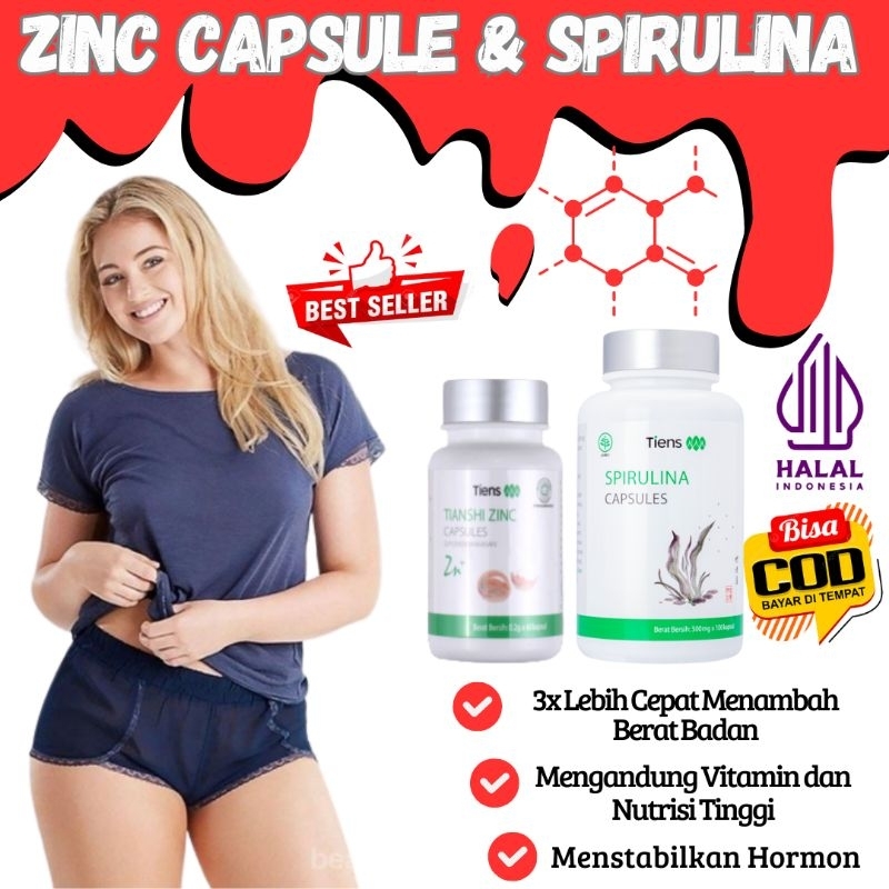 Penggemuk Badan Tiens Original/Zinc Capsules Tiens/Spirulina Capsules Penggemuk Badan/Obat Penggemuk