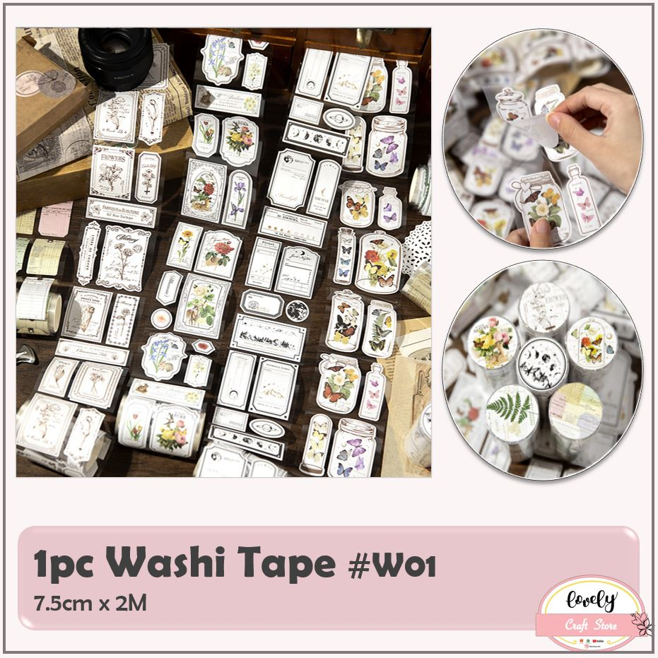 

LovelyCraftStore | Washi Tape W01 ~ Masking Tape Selotip Kertas Paper Tape Selotip Jepang Deco Tape Deco Sticker Decoration Sticker Journal Scrapbook Bujo