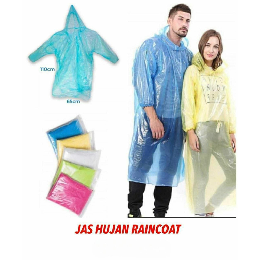 Jas Hujan Ponco Polos Tebal Mantel Hujan Eva Terusan Fashionable Raincoat Korea Warna Warni Model Kancing