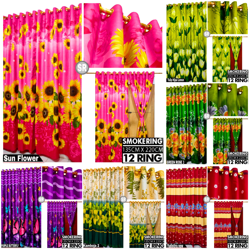Gorden Jendela Pintu Kamar Smokring 12 Ring Minimalis Aesthetic Terbaru Panjang Tebal Batik Sultan K