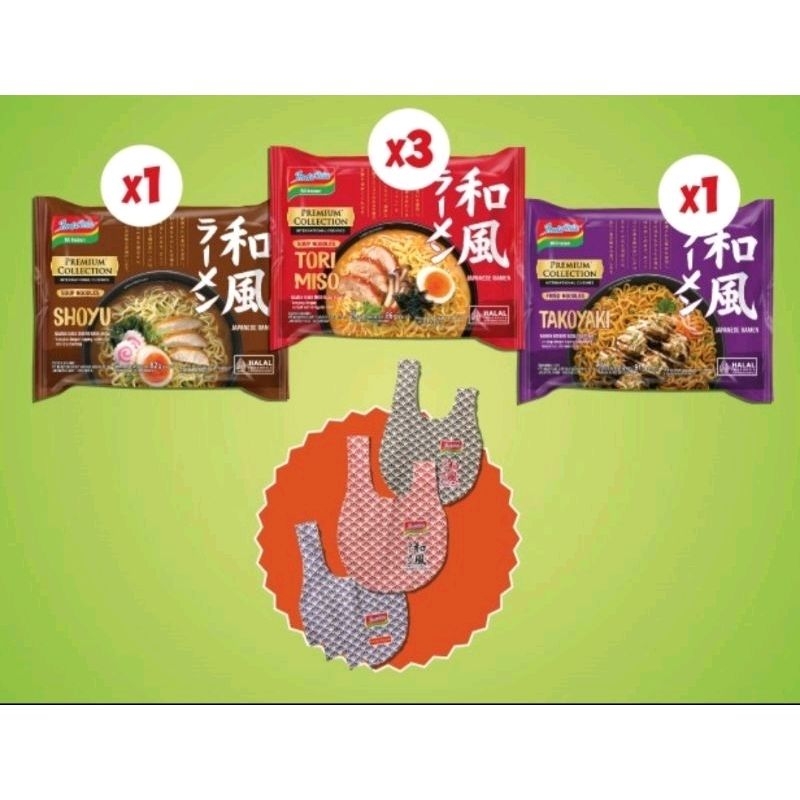 

INDOMIE RAMEN JEPANG 3 FARIAN ISI 5 PCS (Gratis tas cantik)