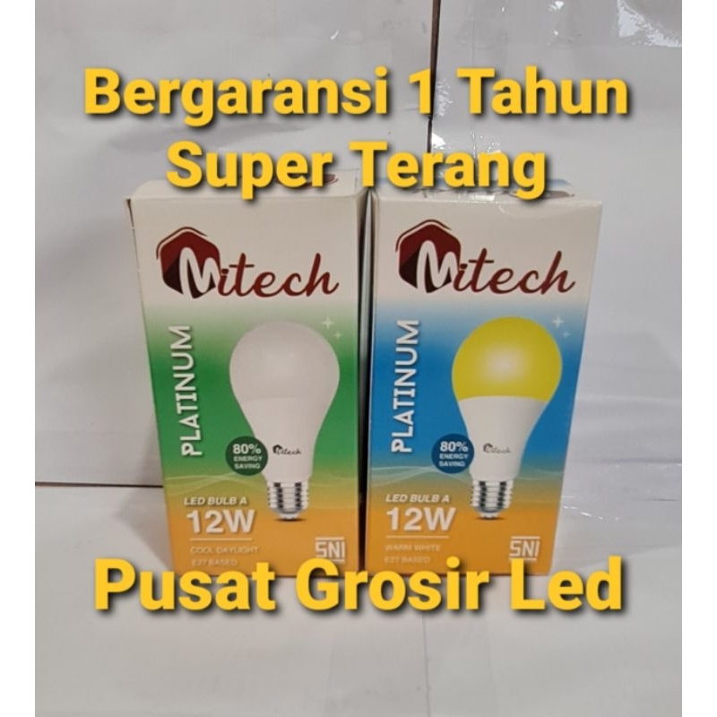 Paket Hemat 10 Pcs Lampu Led Mitech 12W 12 Watt SNI Bergaransi 1 Tahun Cahaya Putih Dan Kuning