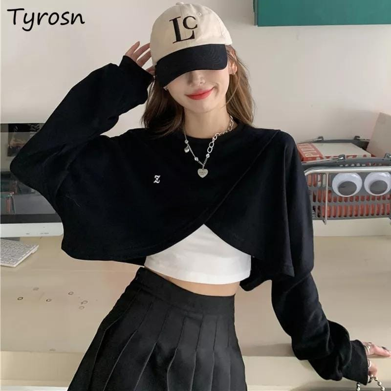 sweater crop wanita Z croope cotton fleece korean streetstyle