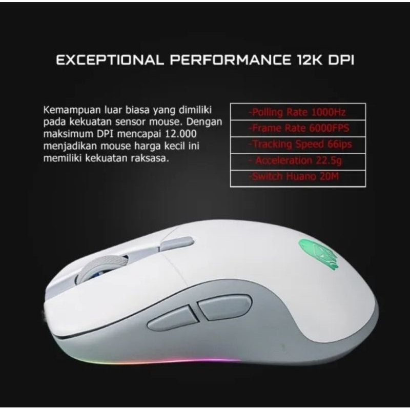 DIGITAL ALLIANCE Terra Gaming Mouse  RGB  White Grey Garansi Resmi