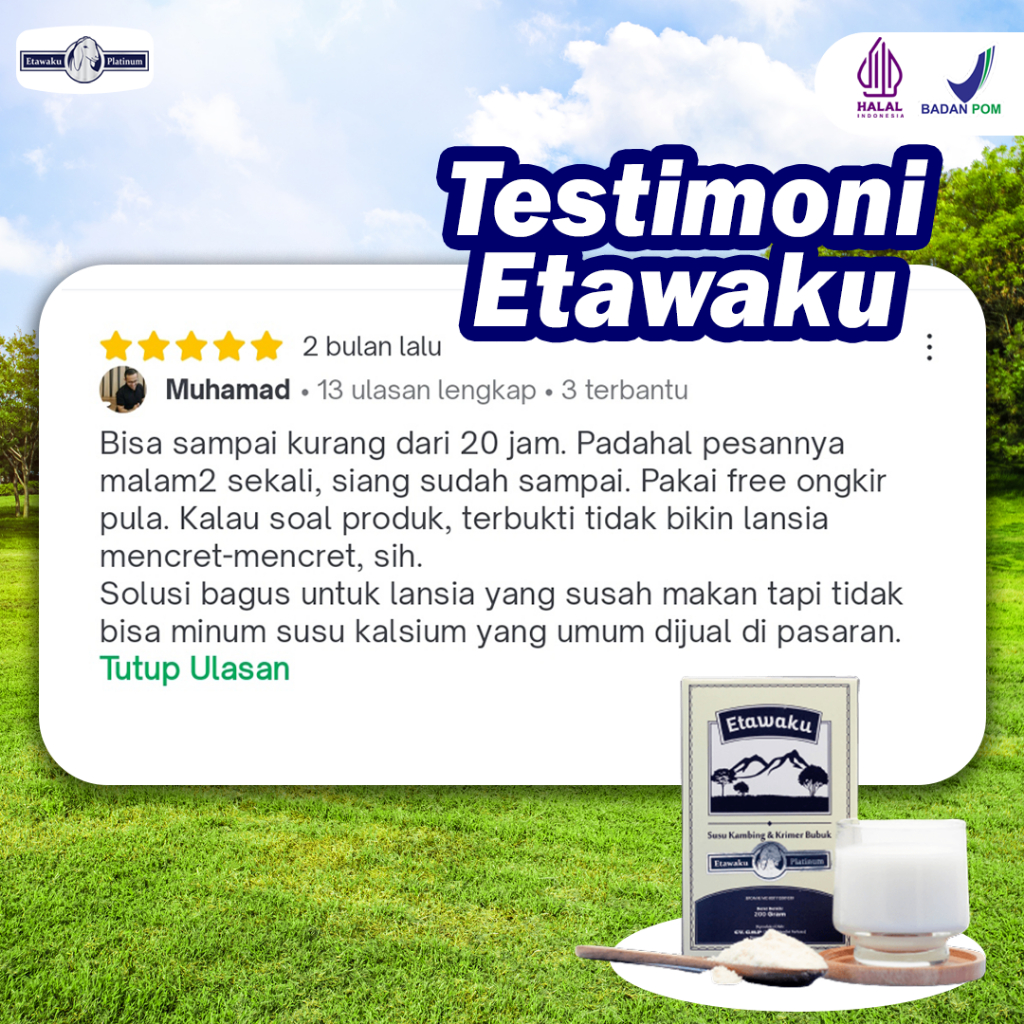 Etawaku Platinum - Susu Kambing Solusi Masalah Pernapasan Pernafasan Asma Bronkhitis Bronkitis Sesak Napas Bebas Pengawet Rendah Gula Tingkatkan Imunitas Daya Tahan Tubuh Cegah Tulang Keropos Asi Booster Isi 200gr