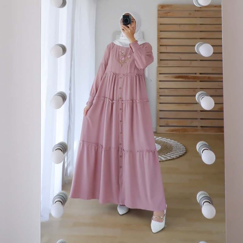 Bella Midi Dress || Dress shakila bordir || Dress Remaja Simple