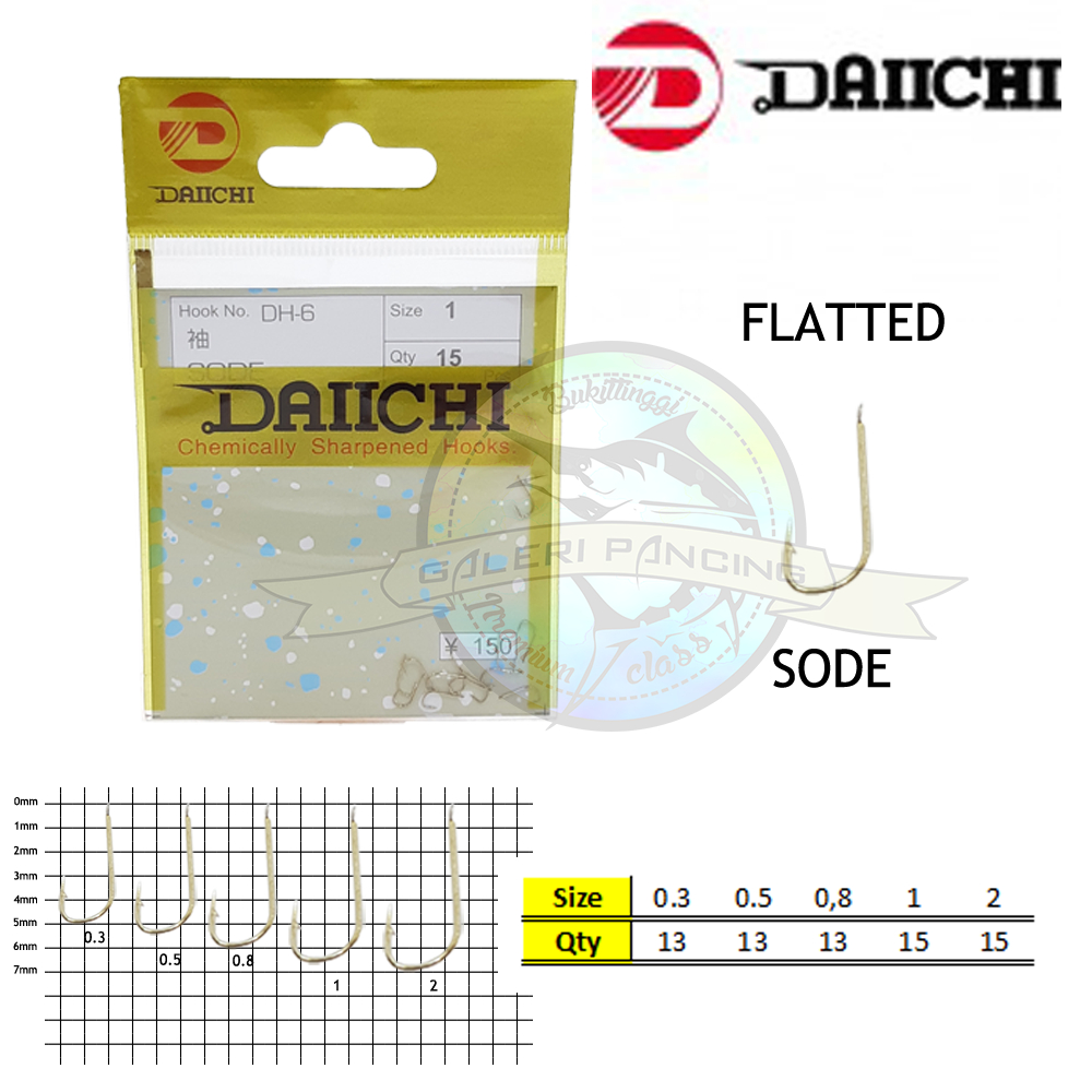 Kail Pancing Daichi DH6 DH-6 Sode Kail Mikro Flatted Tanpa Lubang