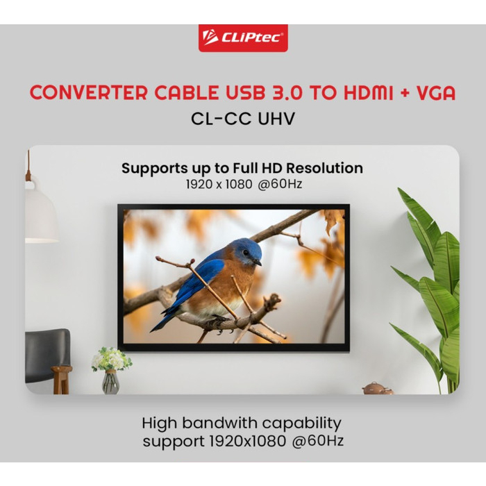 Converter CLIPtec CL-CC UHV Usb 3.0 to H d m i + Vga