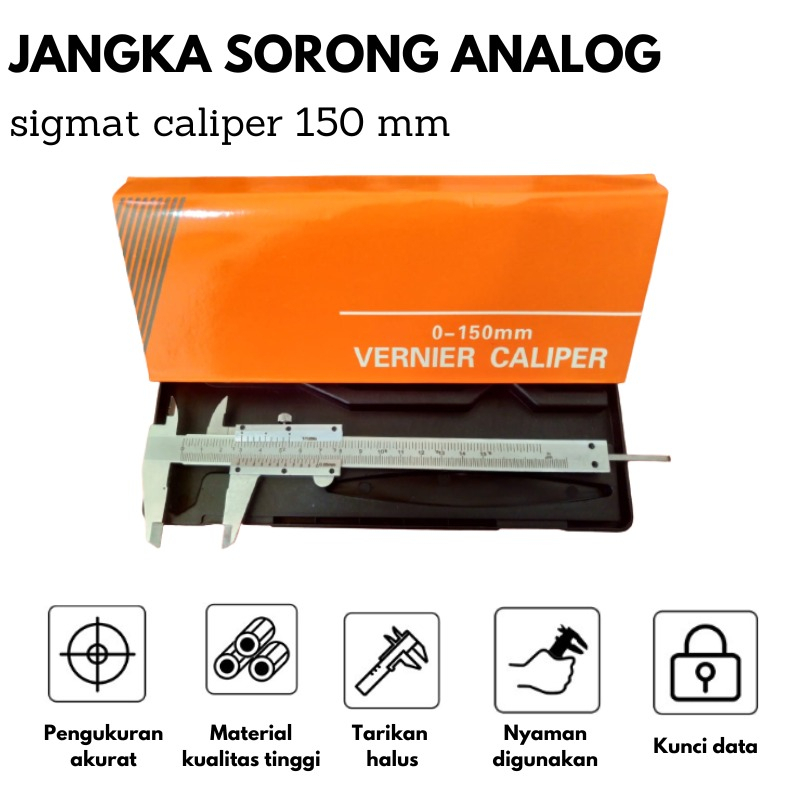 [GRAY.STORE178] Jangka sorong stainless sigmat caliper 150 mm alat pengukur dimensi -JSA