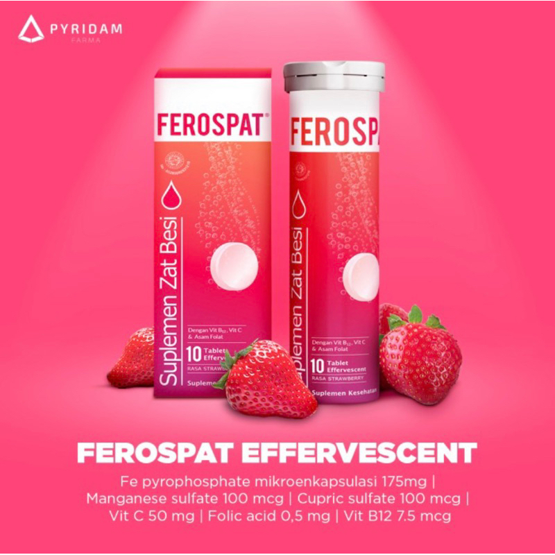 Ferospat effervescent 10 tablet ( multivitamin penambah darah )