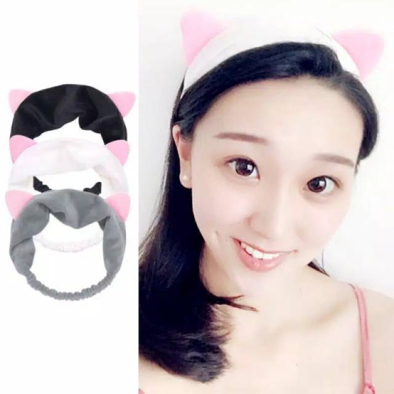 Bando handuk kuping kucing lucu / cute cat ears headband