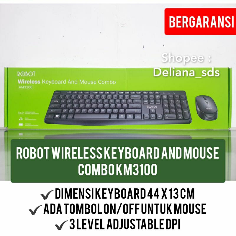 Robot Wireless Keyboard and Mouse Combo KM3100 Garansi Resmi 1 Tahun Wireless Keyboard Robot Wireles