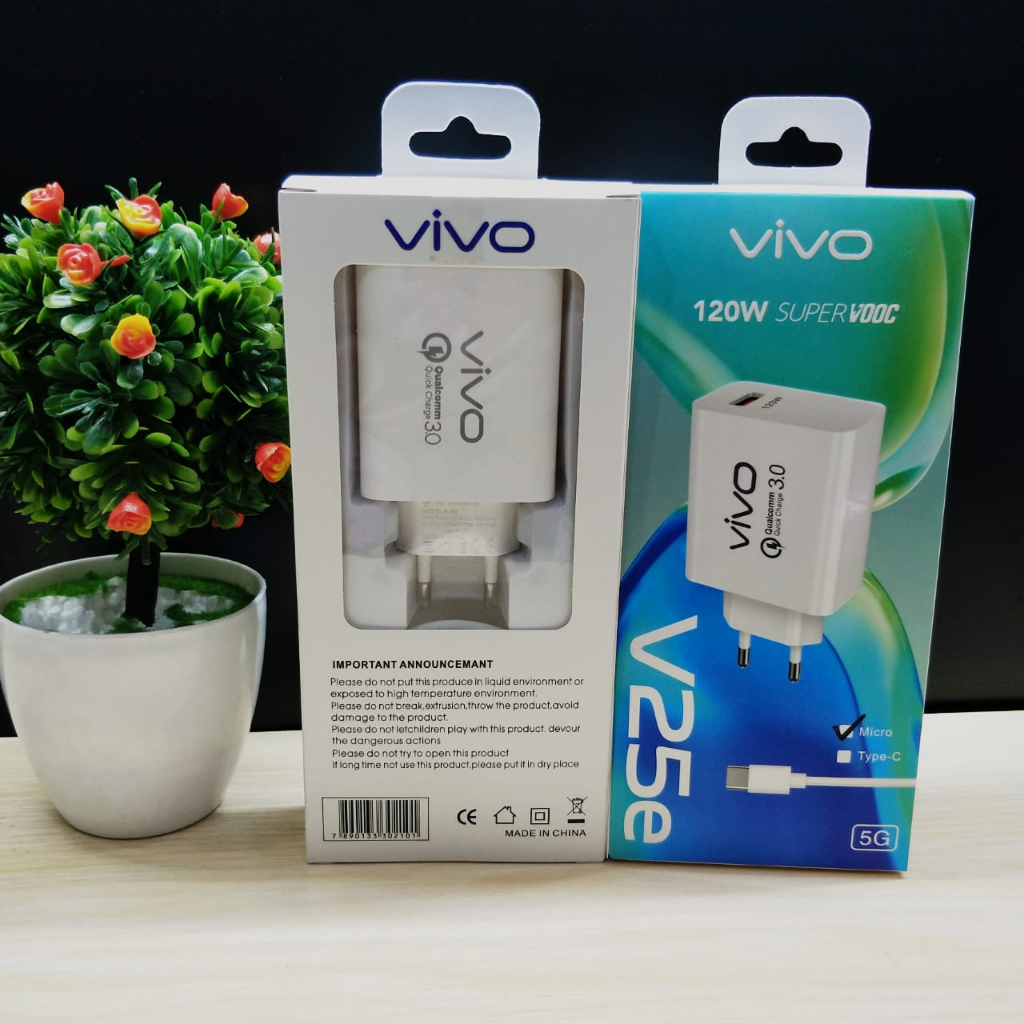 Charger Vivo V25E Dual Engine Fast Charging Dua Mesin Micro USB &amp; Type C