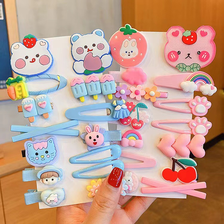 1 SET 15 PCS - Jepit Daisy Rainbow Kualitas Import Korea Jepitan Rambut Anak Perempuan / Cewek Murah Hairpin Doff Rajut Full Set Bayi Balita babycinnamon