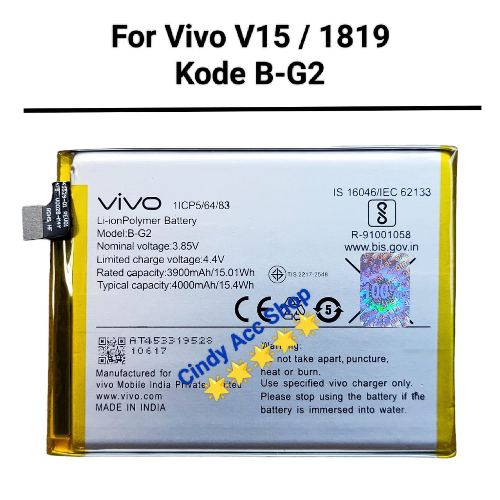 Baterai Batre For Vivo V15 / 1819 B-G2 Original Battery