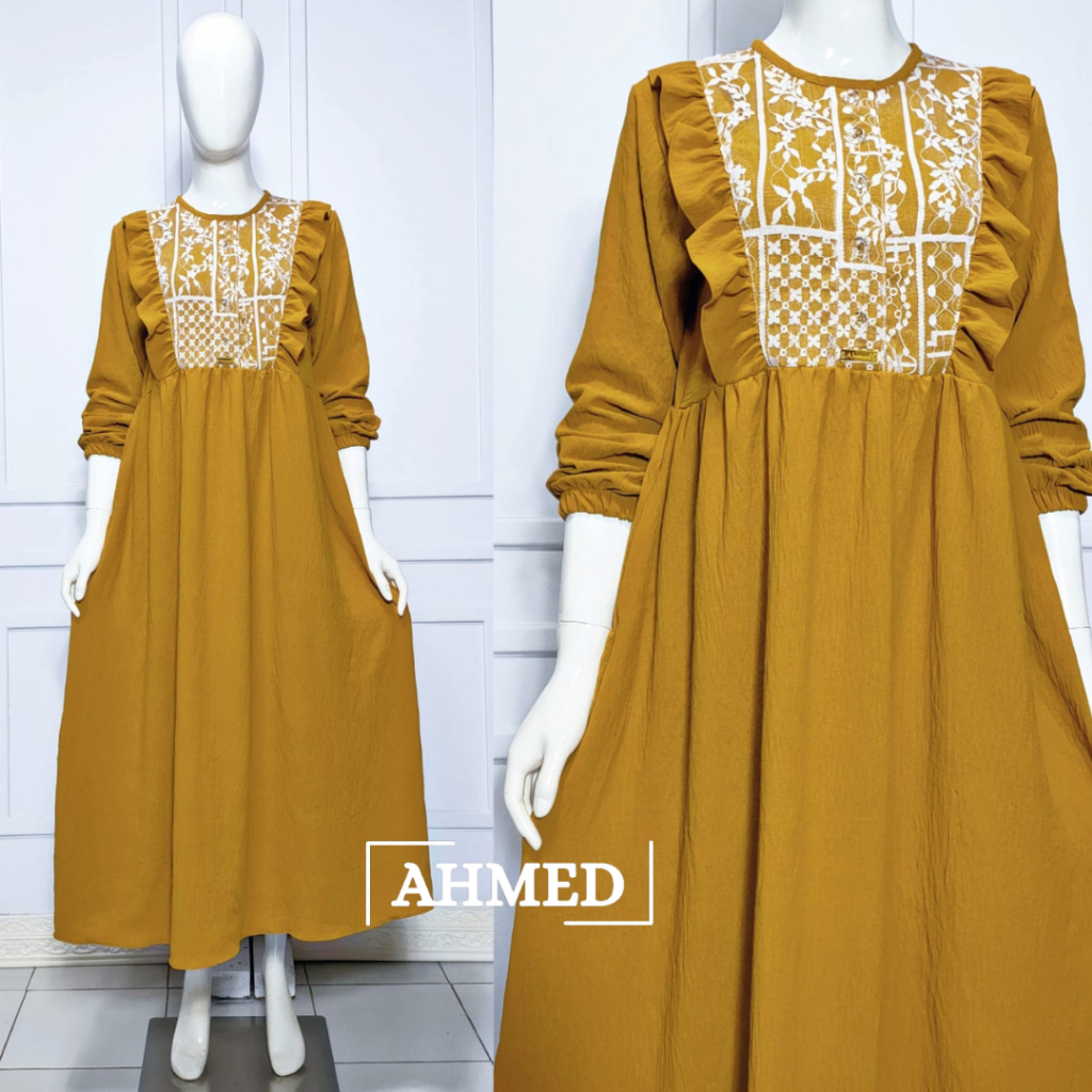 GAMIS CRINGKLE PREMIUM MIX BROKAT/GAMIS MIDI DRESS KRINGKEL AIRFLOW/MIDI BROKAT SALVINA CRINGKEL