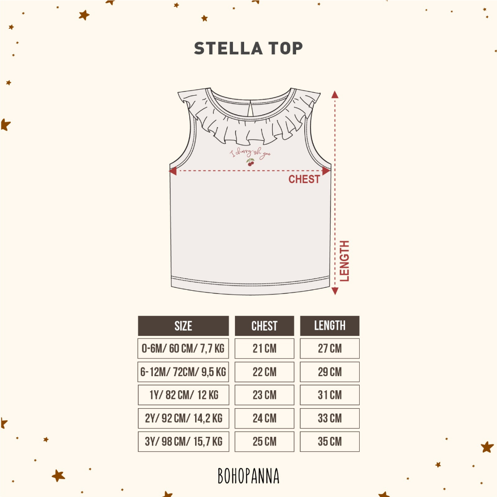 Bohopanna Stella Top 0-3 Tahun Baju Fashion Atasan Top Anak Perempuan