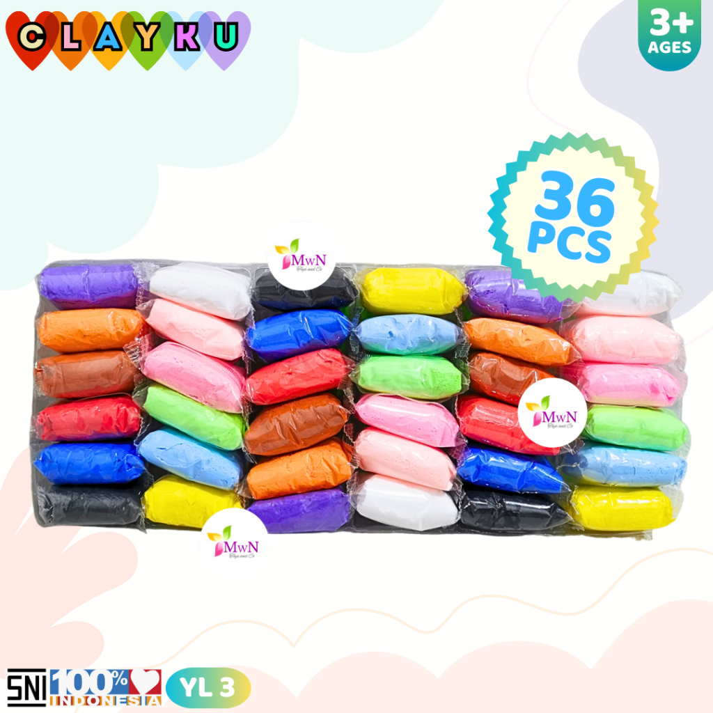 MWN  Mainan Edukasi Clayku Lilin Polymer isi 36pc YL3