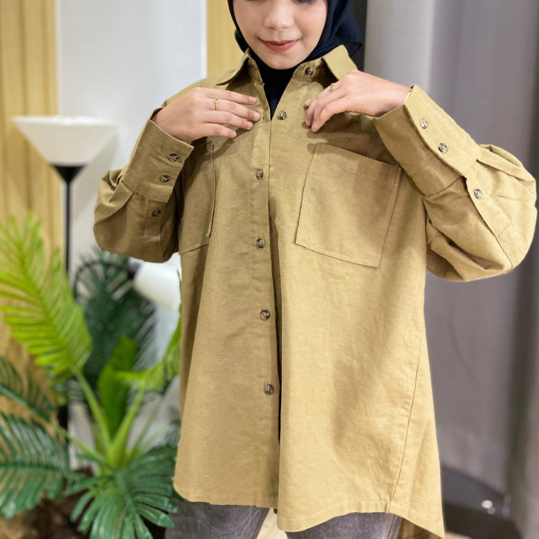 ZOWI Kemeja Wanita Oversize Linen Polos Jumbo Premium