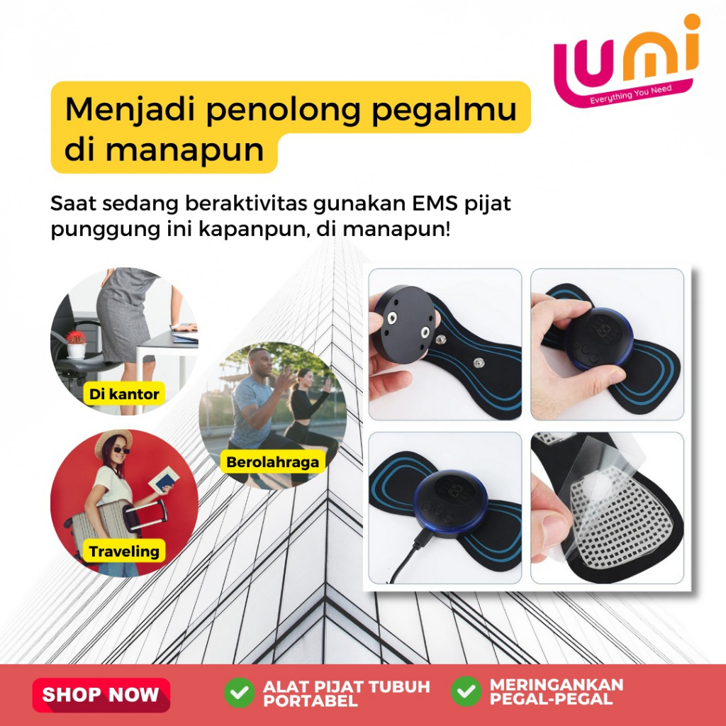 EMS Cervical Elektrik Pemijat Leher Alat Refleksi Pijat Otot Bahu Punggung Kepala Portable Gel Pad Patch Neck Massager Terapi