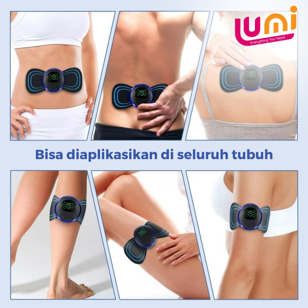 EMS Cervical Elektrik Pemijat Leher Alat Refleksi Pijat Otot Bahu Punggung Kepala Portable Gel Pad Patch Neck Massager Terapi