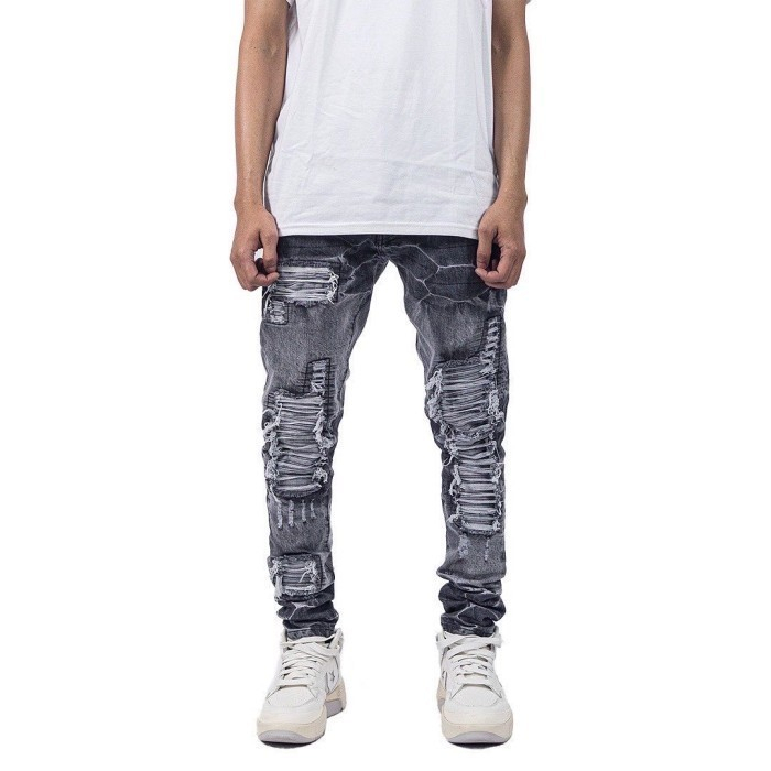 Denimitup H1 Biker Patch Jeans Acid Grey