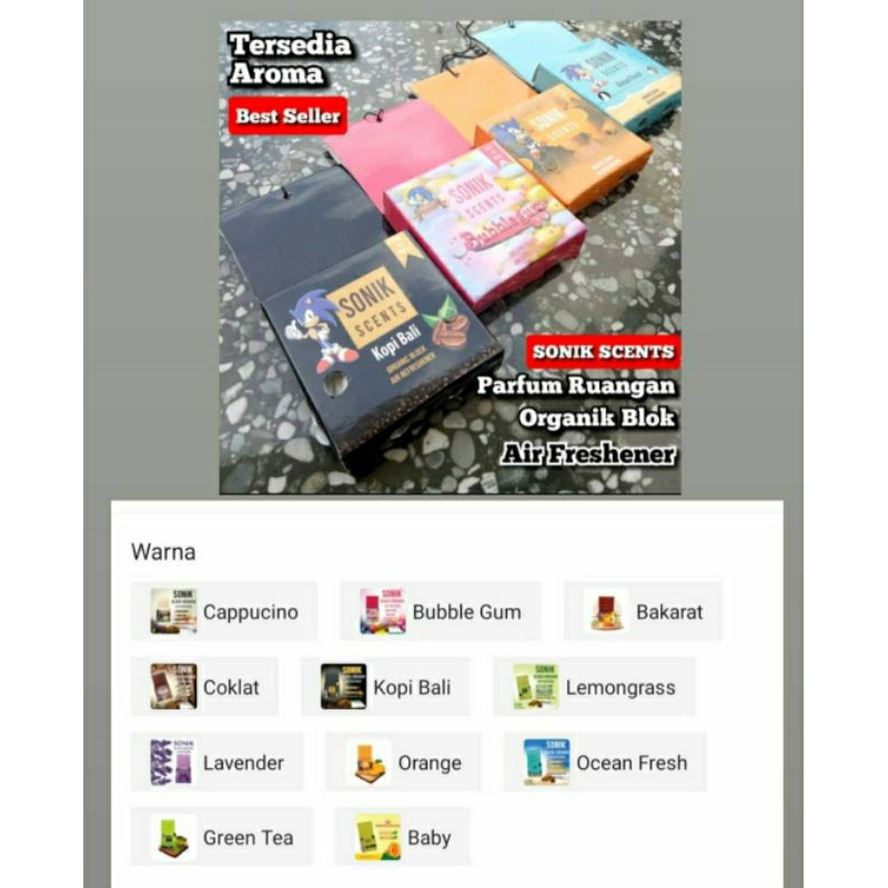 sonik pewangi ruangan dan mobil