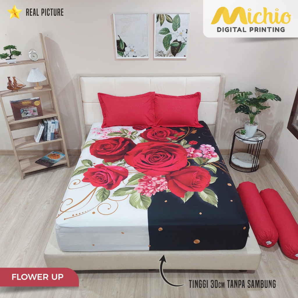 Michio Digital Printing Sprei Uk 160/180 T 30 - Flower Up