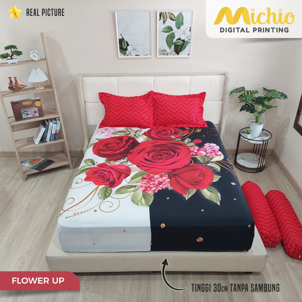 Michio Digital Printing Sprei Uk 160/180 T 30 - Flower Up