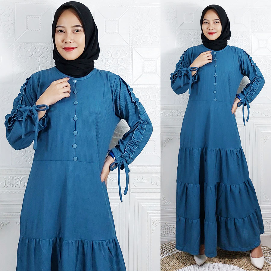 CARLINA GAMIS LAELA MAXY KNIT RAJUT LENGAN KERUT MODEL SUSUN
