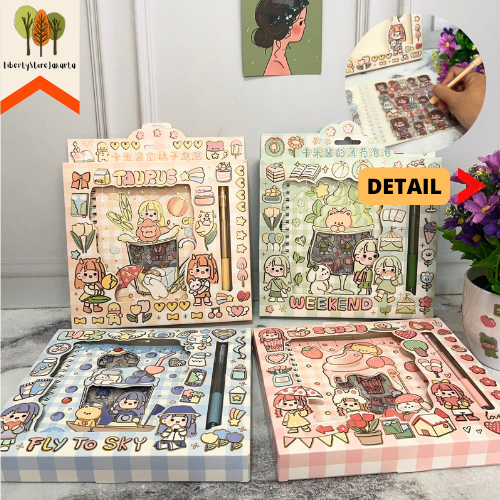 

Paket Sticker ST Buku Stiker Spiral Bonus Alat Potong Lucu Model Cewe Girl Sweet Import Funny Fancy Stuff Best Gift Hampers Souvenir Ready Grosir Kado Ulang Tahun READY COD