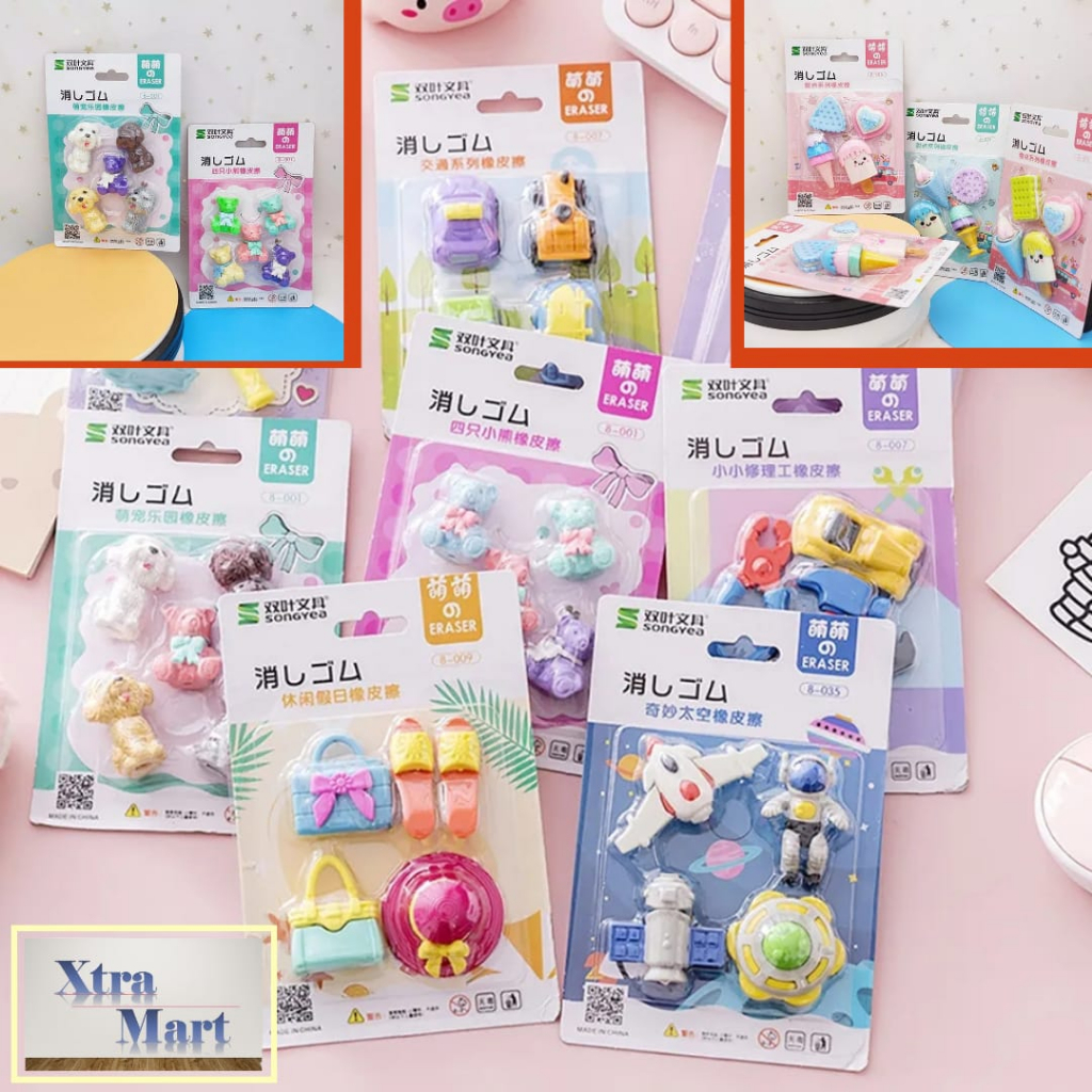 

XM - Penghapus Set Karakter Lucu Banyak Motif Penghapus Pensil Set Karakter