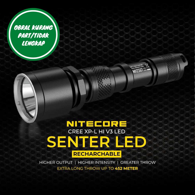 [OBRAL RIJEK] NITECORE Senter LED CREE XP-L HI V3 1000 Lumens - MH25GT